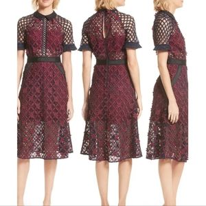 SELF PORTRAIT FLORAL LACE MIDI DRESS